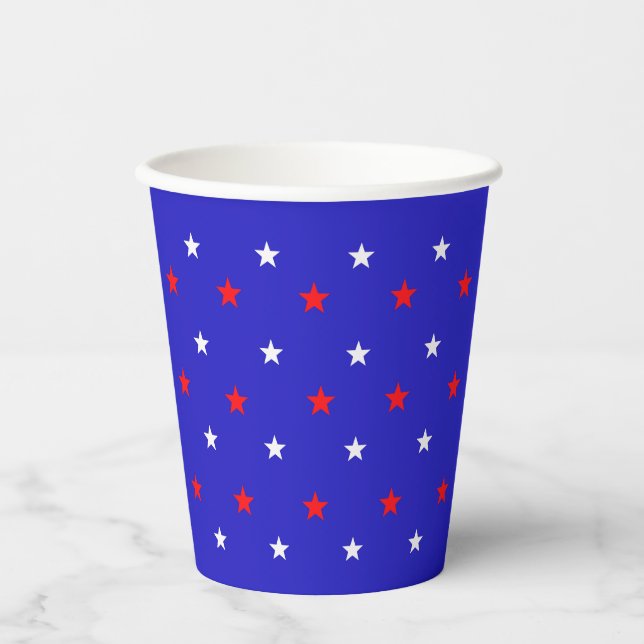 White and Red Stars - Starry Sky Pattern Paper Cups (Front)