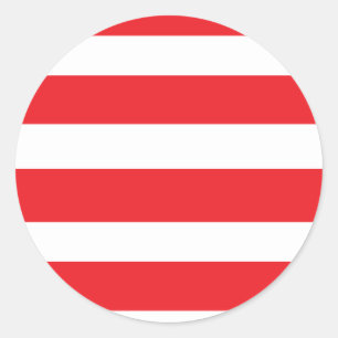 White and red striped classic round sticker