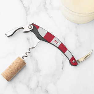 White and red stripes monogram corkscrew