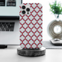 White and Red Trellis, Lattice, Quatrefoil