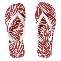 White And Red Tropical Leaf Repeating Pattern