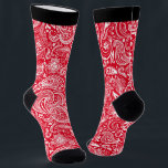 White and red vintage floral paisley pattern socks<br><div class="desc">The white vintage floral ethnic paisley pattern over a red but changeable background.</div>