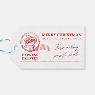 White And Red Vintage From Santa Claus Christmas Gift Tags