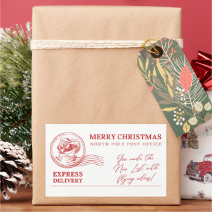 White and Red Vintage Santa Claus Merry Christmas Rectangular Sticker