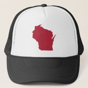 White and Red Wisconsin Trucker Hat