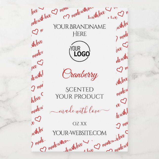 White and Red Word Cloud Product Labels with Logo (Single Label)