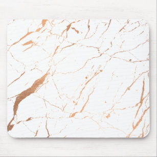 White and Rose Gold Marble Designer Mouse Pad