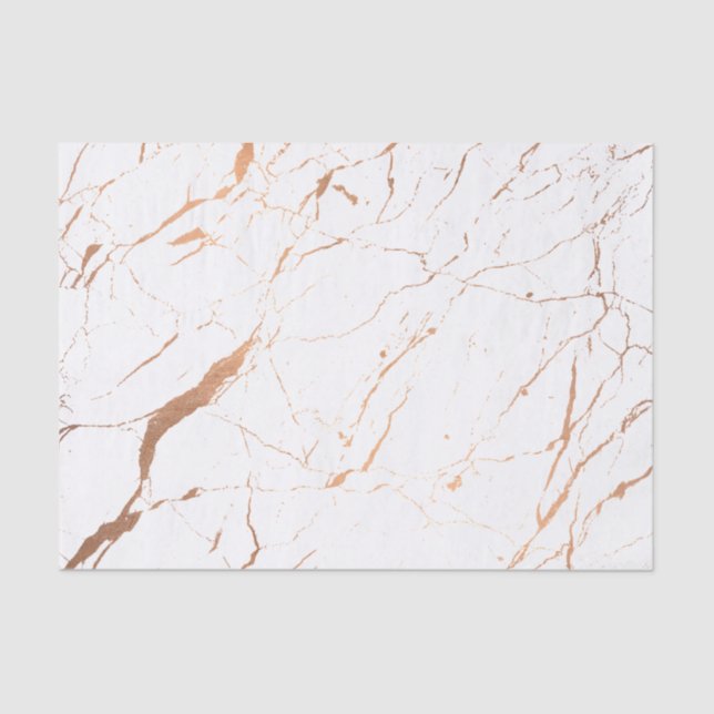 White and Rose Gold Marble Designer Tissue Paper (Front)