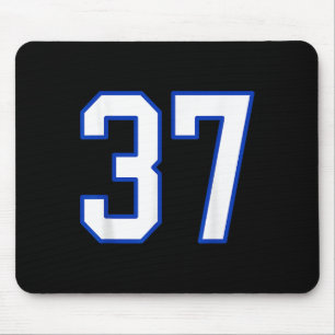 White And Royal Blue Number 37 Jersey Player Unifo Mouse Pad