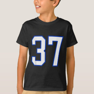White And Royal Blue Number 37 Jersey Player Unifo T-Shirt