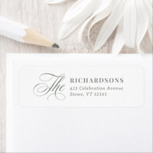 White and Sage Green Calligraphy Return Address