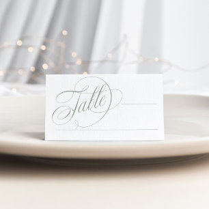 White and Sage Green   Italian Elegance Wedding Place Card
