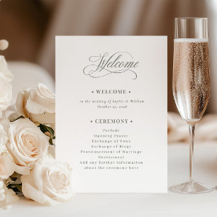 White and Sage Green   Luxe Wedding Welcome Programme