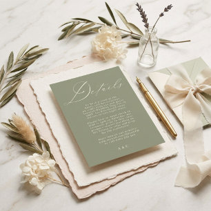 White and Sage Green Modern Wedding RSVP Card