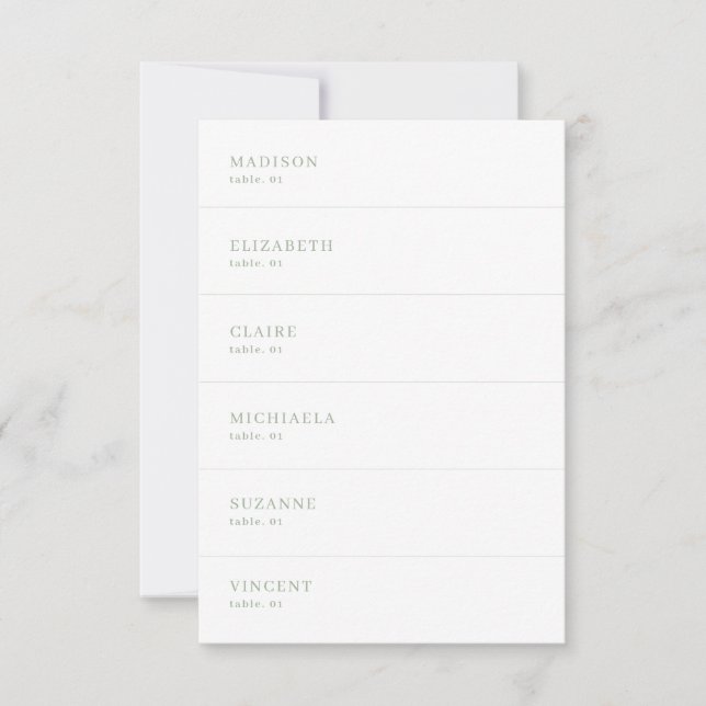 White and Sage Green Wedding Place Card DIY (Front)