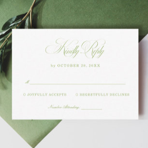 White and Sage Green Wedding RSVP  Enclosure Card
