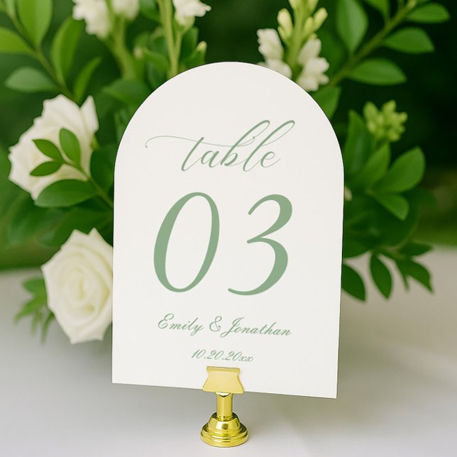 White and Sage Green Wedding Table Number (Creator Uploaded)