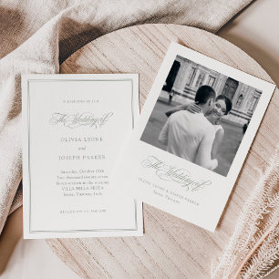 White and Sage   Italian Elegance Photo Wedding Invitation