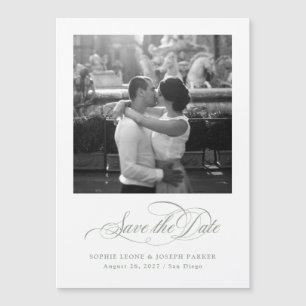 White and Sage   Italian Elegance Save the Date Magnetic Invitation