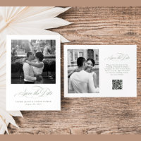 White and Sage Italian Elegance Two Photo QR Code