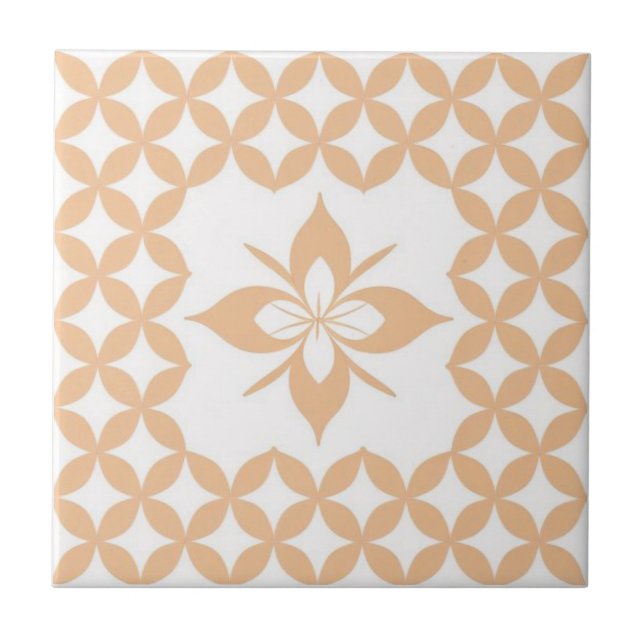 White, and salmon floral tile (Front)