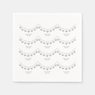 white and silver 25th Wedding Anniversary napkins