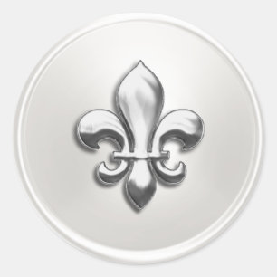 White and Silver  Fleur de Lis Envelope Seal