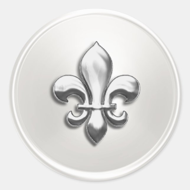 White and Silver  Fleur de Lis Envelope Seal (Front)