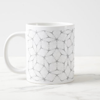 White and Silver Geometric pattern Large Coffee Mug