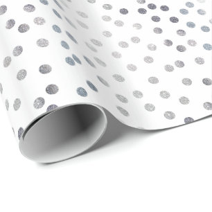 White and Silver Glitter City Dots Wrapping Paper