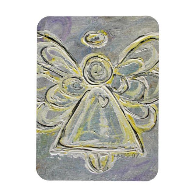 White and Silver Guardian Angel Custom Magnet (Vertical)