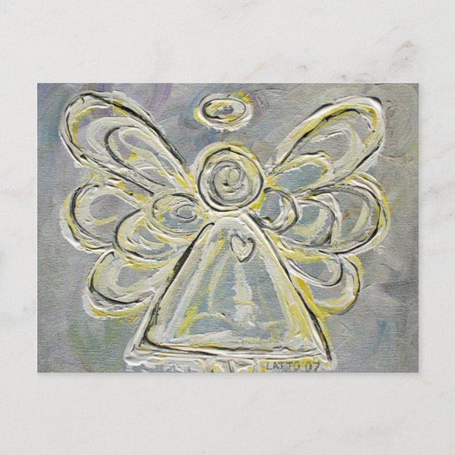 White and Silver Guardian Light Angel Postcard (Front)