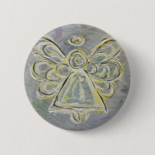 White and Silver Light Angel Button or Pin
