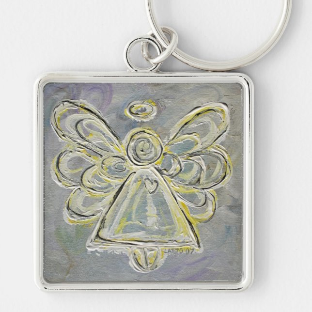 White and Silver Light Guardian Angel Keychain (Front)