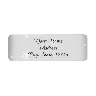 White and Silver Snowflake Wedding Label