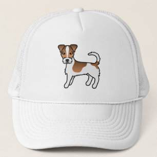 White And Tan Rough Coat Jack Russell Terrier Dog Trucker Hat