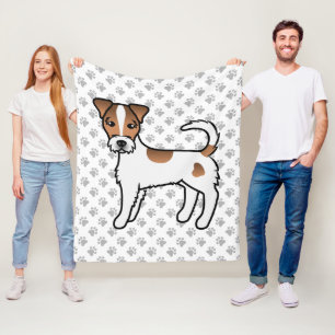 White And Tan Rough Coat Parson Russell Terrier Fleece Blanket
