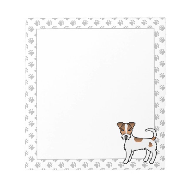 White And Tan Rough Coat Parson Russell Terrier Notepad (Front)
