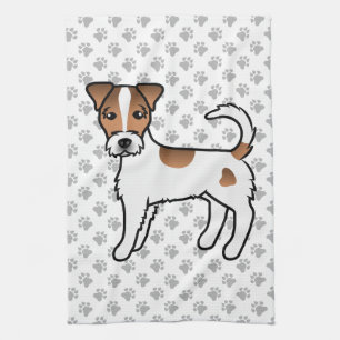 White And Tan Rough Coat Parson Russell Terrier Tea Towel
