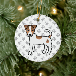 White And Tan Smooth Coat Parson Russell Terrier Ceramic Tree Decoration