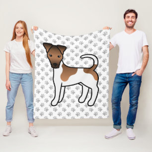White And Tan Smooth Fox Terrier Cute Cartoon Dog Fleece Blanket