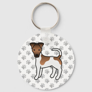 White And Tan Smooth Fox Terrier Cute Cartoon Dog Key Ring