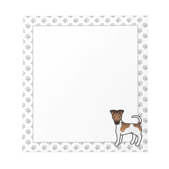 White And Tan Smooth Fox Terrier Cute Cartoon Dog Notepad (Front)