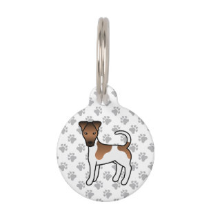 White And Tan Smooth Fox Terrier Cute Cartoon Dog Pet Tag