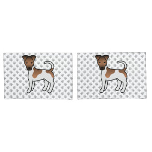 White And Tan Smooth Fox Terrier Cute Cartoon Dog Pillowcase
