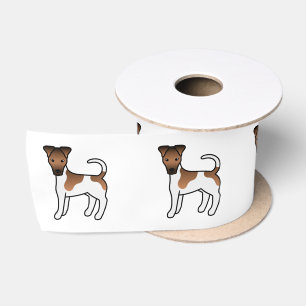 White And Tan Smooth Fox Terrier Cute Cartoon Dog Satin Ribbon