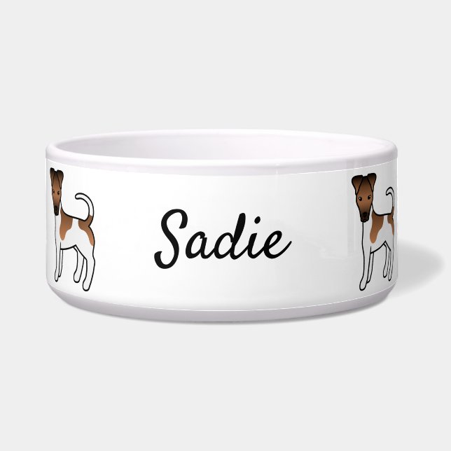 White And Tan Smooth Fox Terrier Cute Dog & Name (Front)