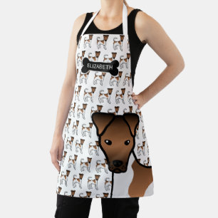 White And Tan Smooth Fox Terrier Cute Dog & Name Apron