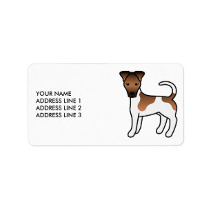 White And Tan Smooth Fox Terrier Cute Dog & Text Label