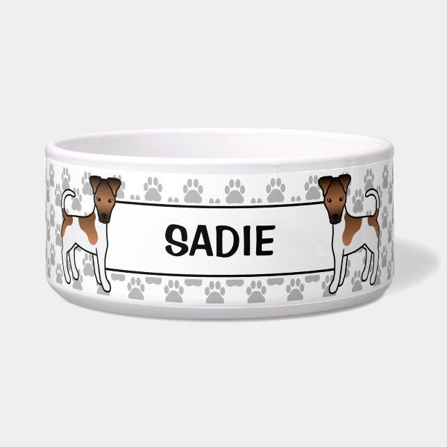 White And Tan Smooth Fox Terrier With Paws & Name (Front)